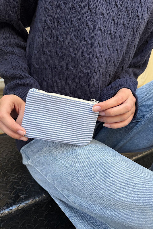 White With Faded Navy Stripes
