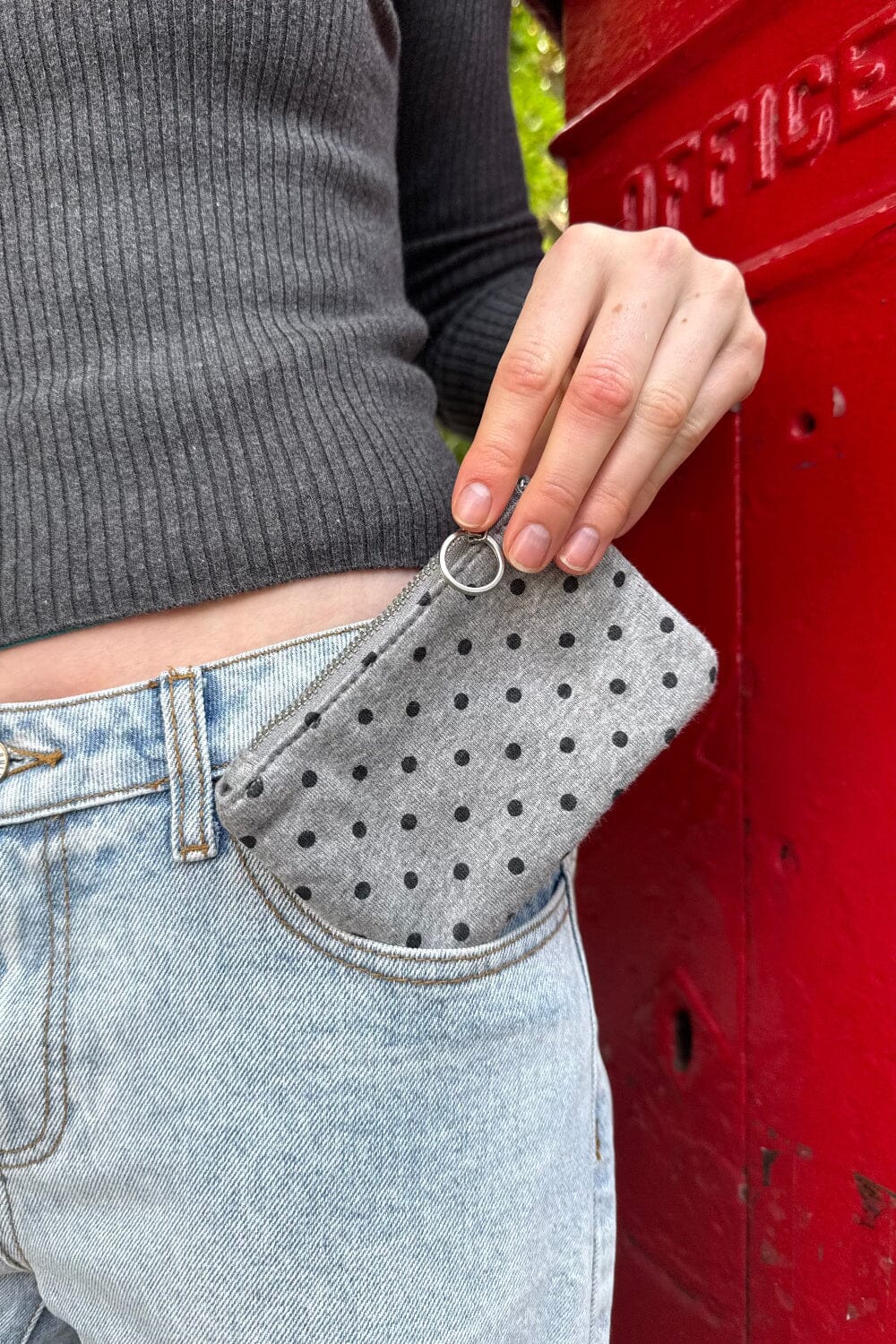 Polka Dots Coin Purse | Dark Grey and Black Polka Dots
