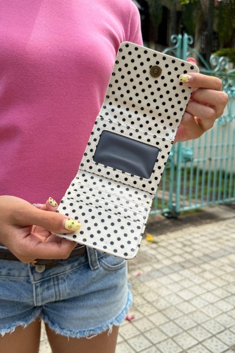 Polka Dots Card Case | White With Black Polka Dots