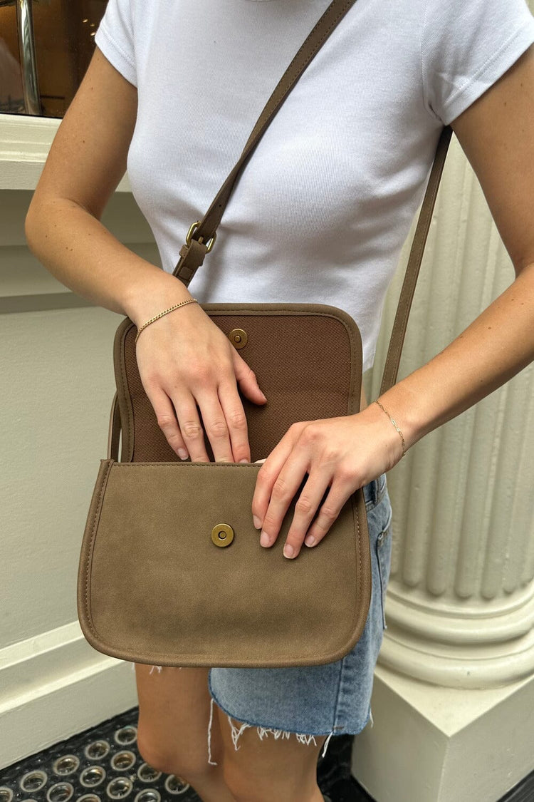 Suede Saddle Bag | Brown Suede