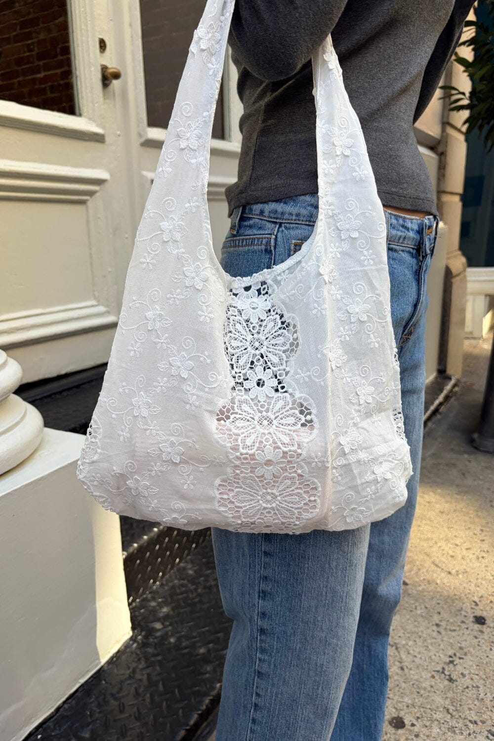 Floral Shoulder Bag | White