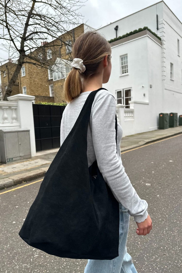 Black Suede Shoulder Bag | Black