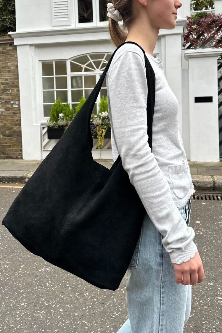 Black Suede Shoulder Bag | Black