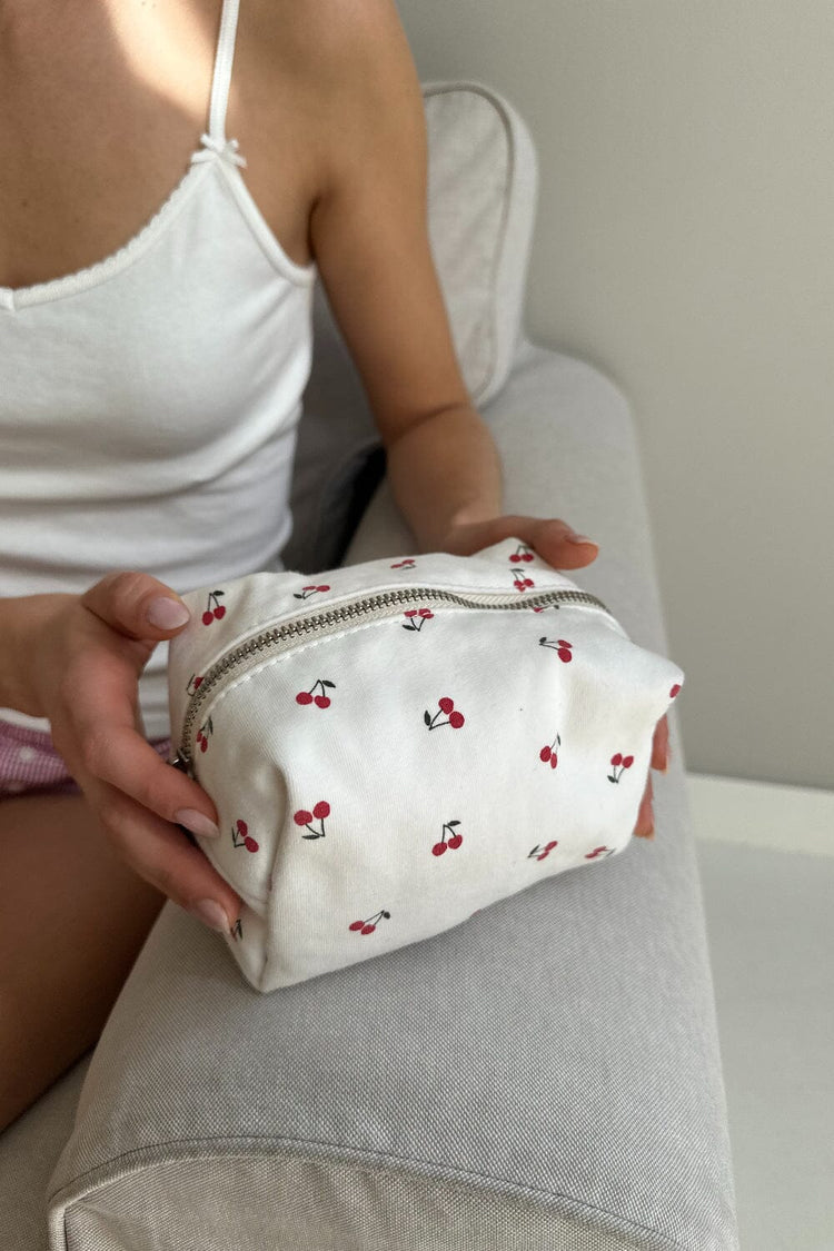 Cherry Mini Makeup Bag | Ivory