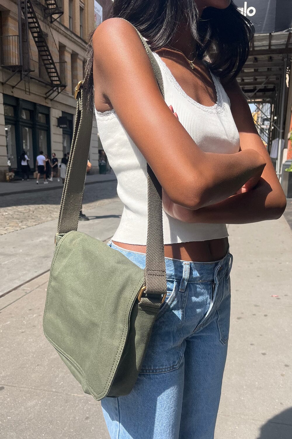 Brandy Melville, Bags, Brandy Melville Canvas And Leather Messenger Bag