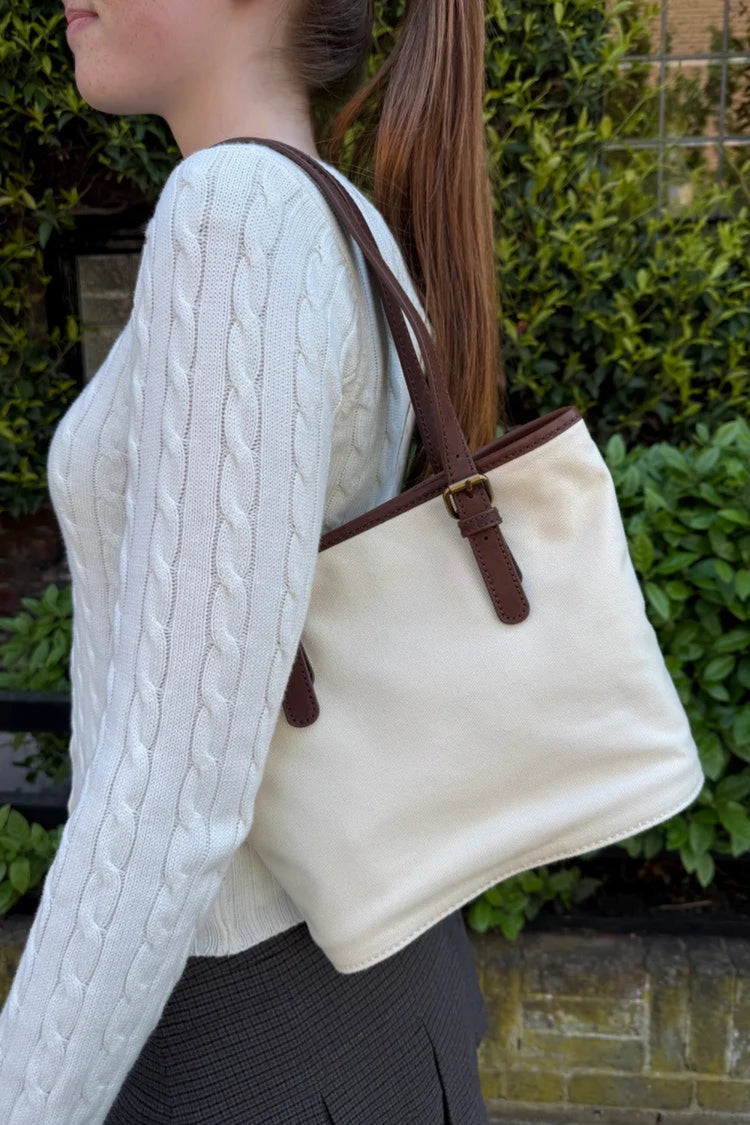 Buckle Canvas Shoulder Bag | Ivory