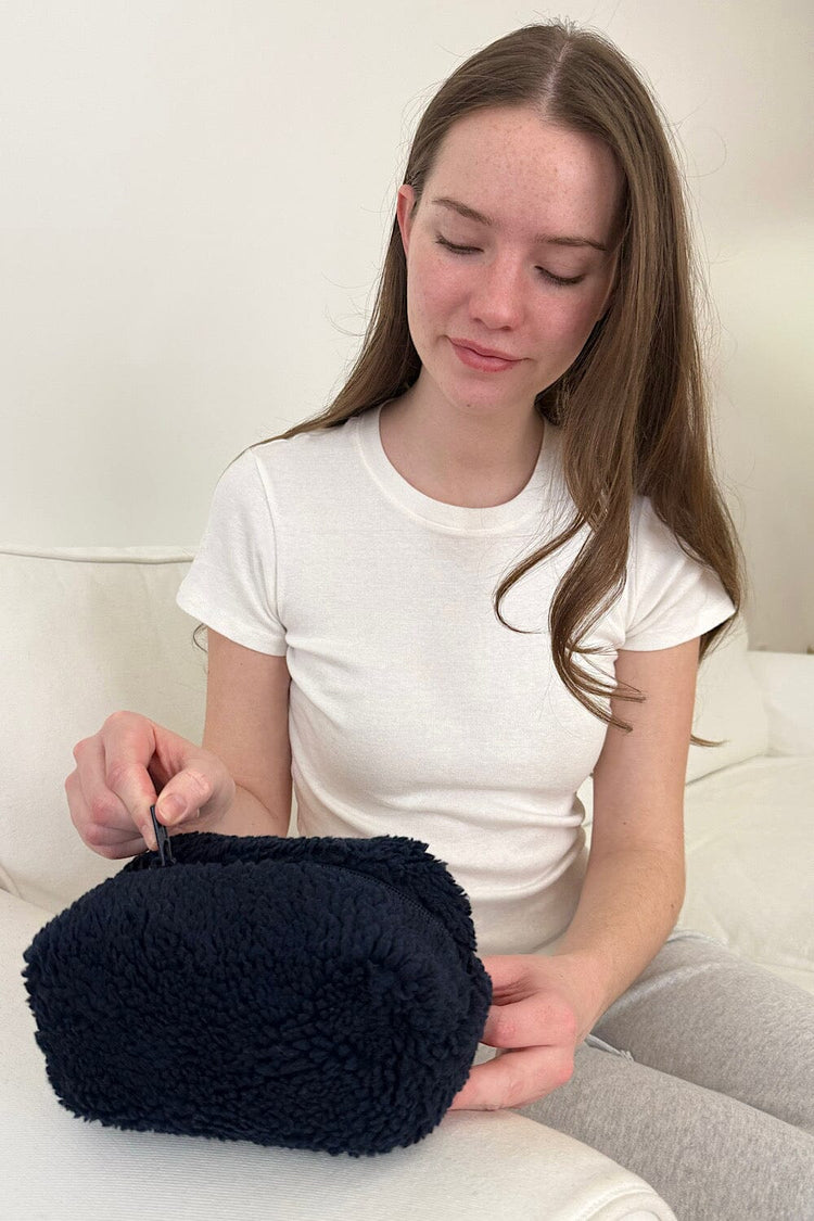 Sherpa Mini Makeup Bag | Navy Blue