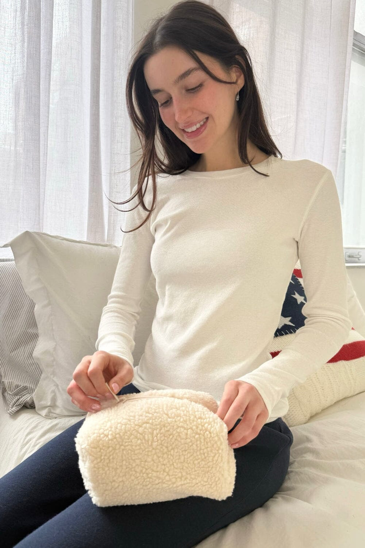 Sherpa Mini Makeup Bag | Ivory