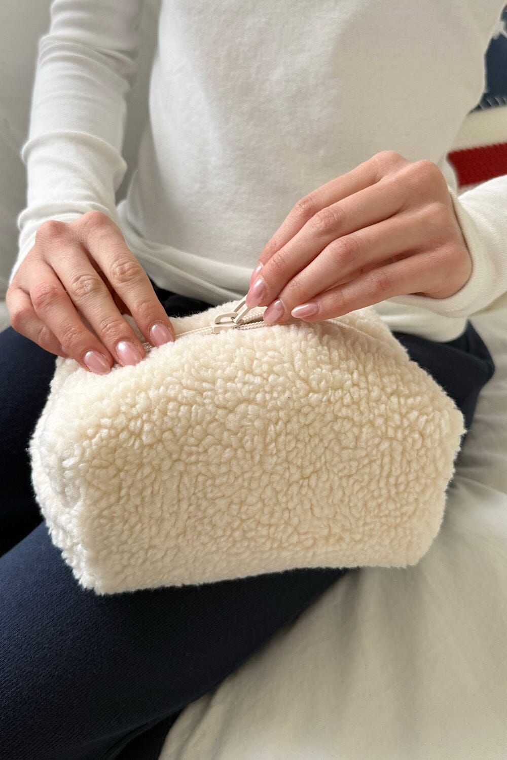 Sherpa Mini Makeup Bag | Ivory