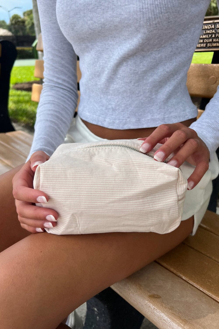 Striped Makeup Bag | Pastel Pink Stripes