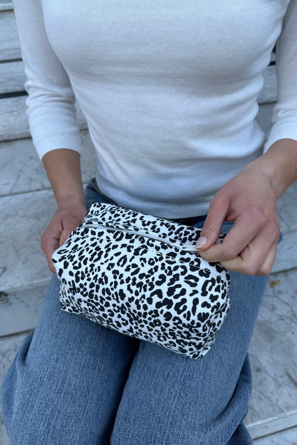 Leopard Makeup Bag | Black and White Leopard