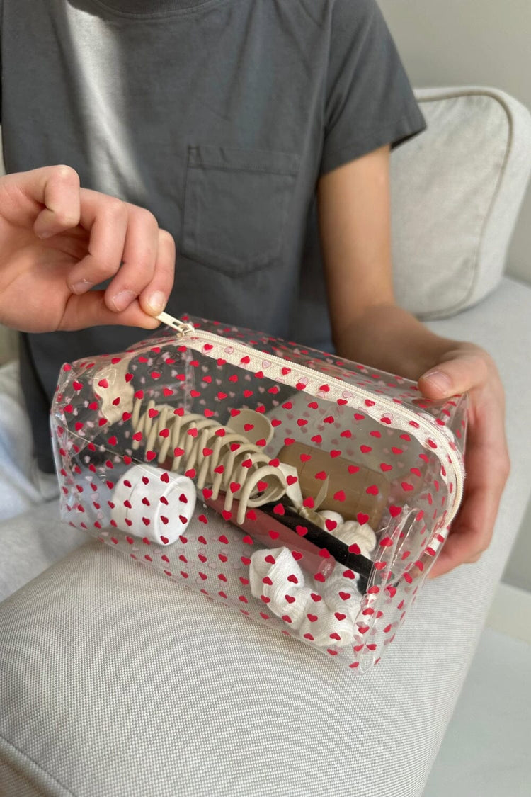 Hearts Makeup Bag | Clear