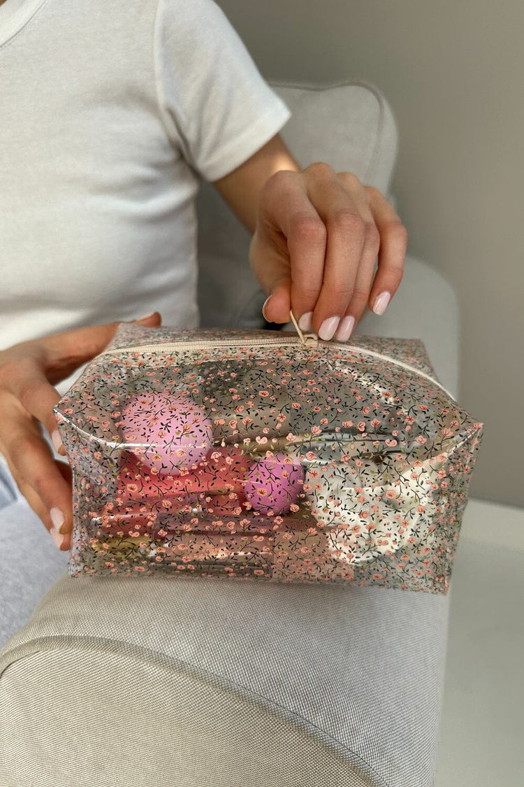 Floral Makeup Bag | Clear