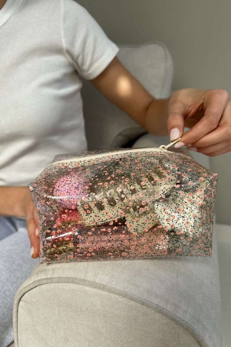 Floral Makeup Bag | Clear