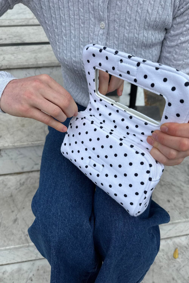 Polka Dots Makeup Bag | White with Black Polka Dots