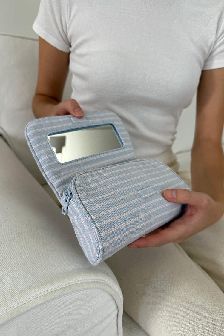 Stripes Makeup Bag | Light Blue and Pastel Pink