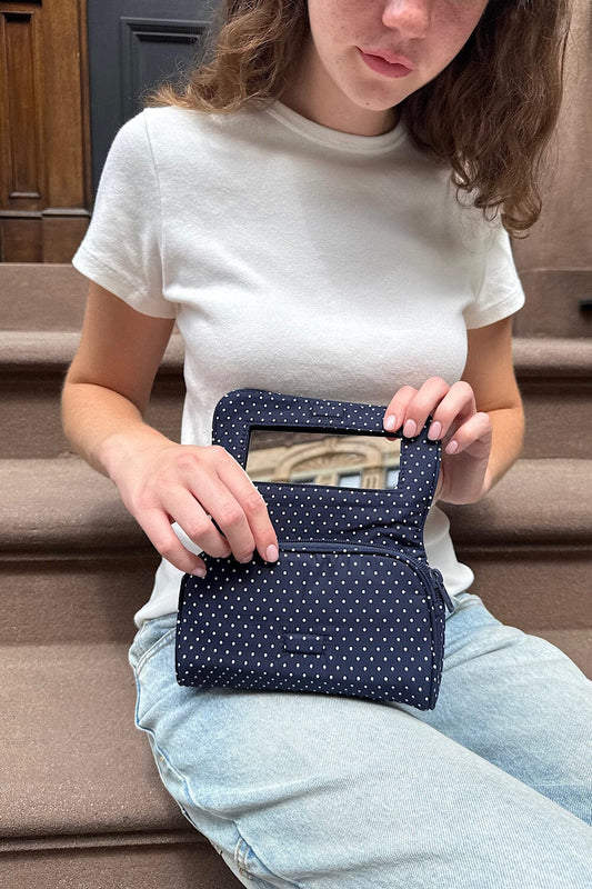 Navy with White Polka Dots