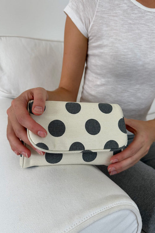 Ivory with Faded Black Polka Dots
