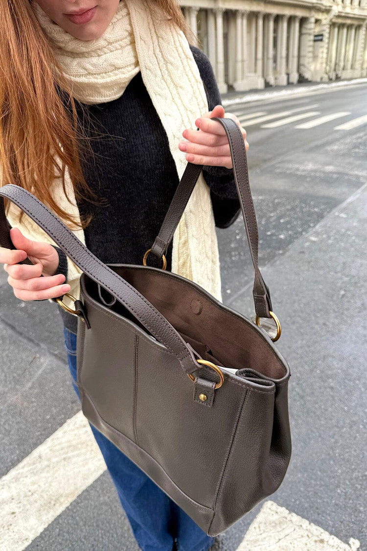 Shoulder Bag | Dark Brown Faux Leather