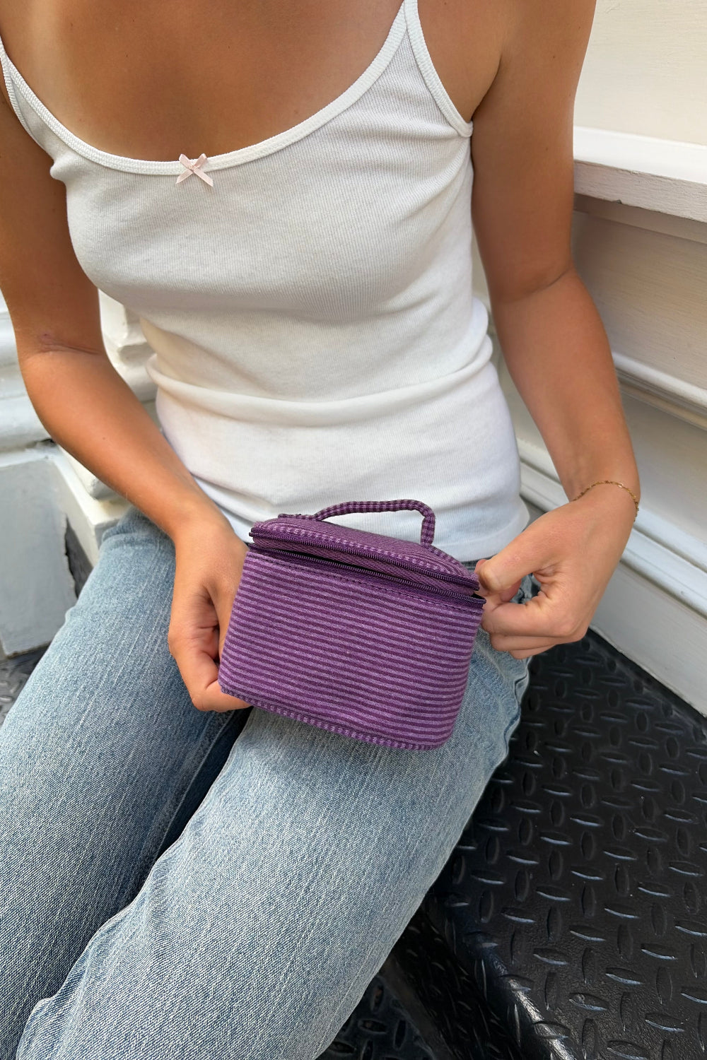 Stripes Makeup Bag | Purple Stripes