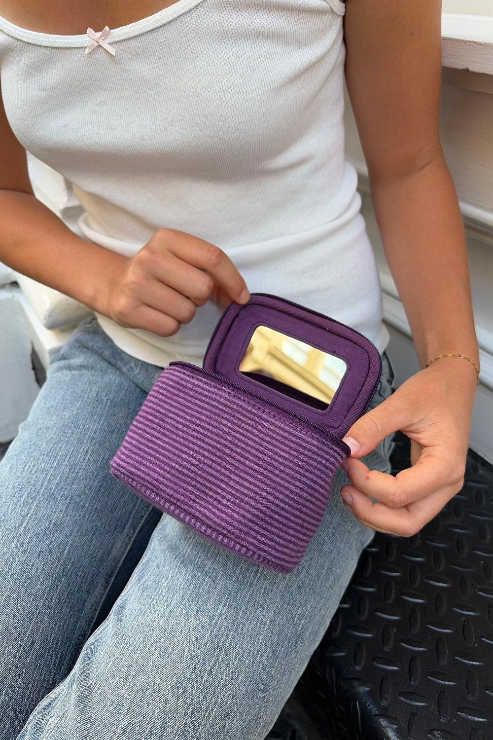Stripes Makeup Bag | Purple Stripes