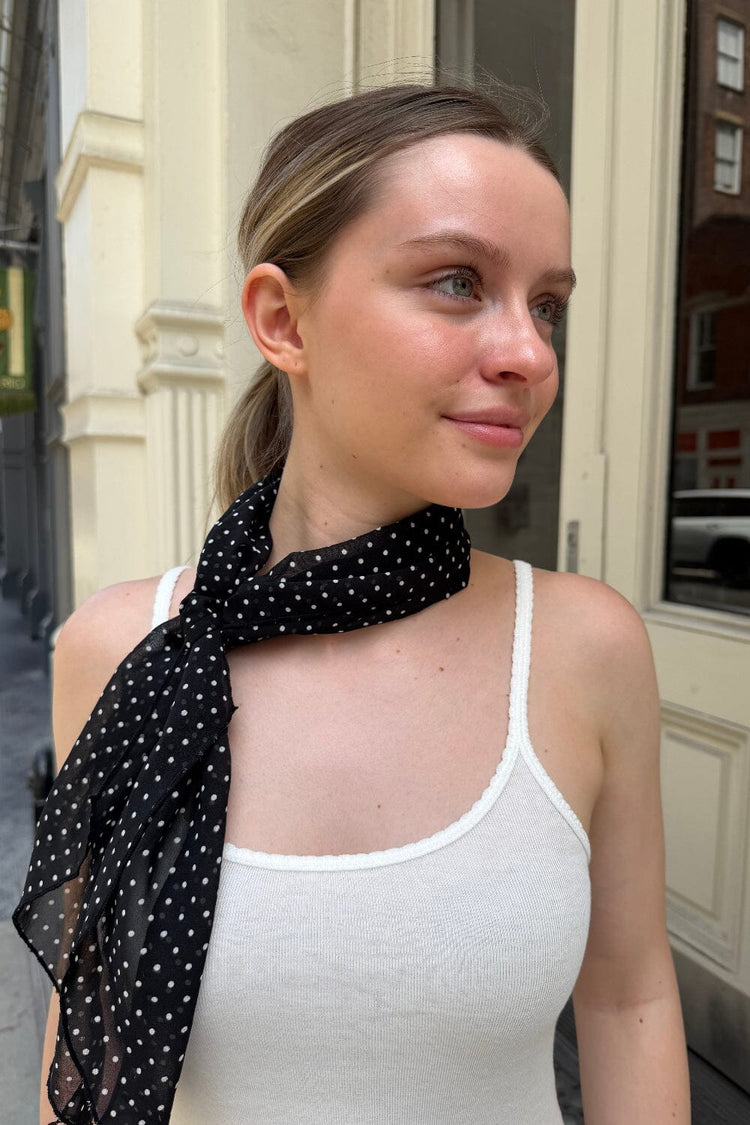 Polka Dot Scarf | Black with White Polka Dots