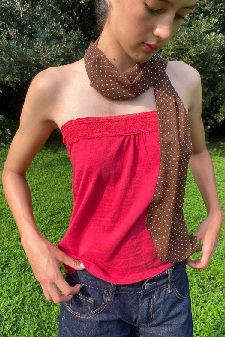 Polka Dots Scarf | Brown with White Polka Dots
