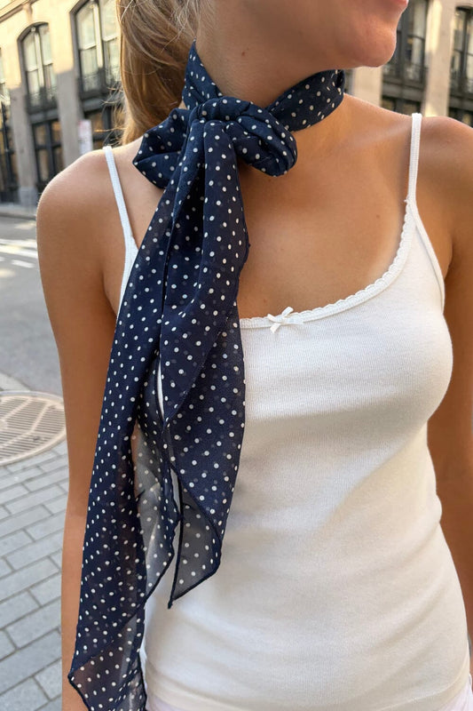 Navy Blue with White Polka Dots