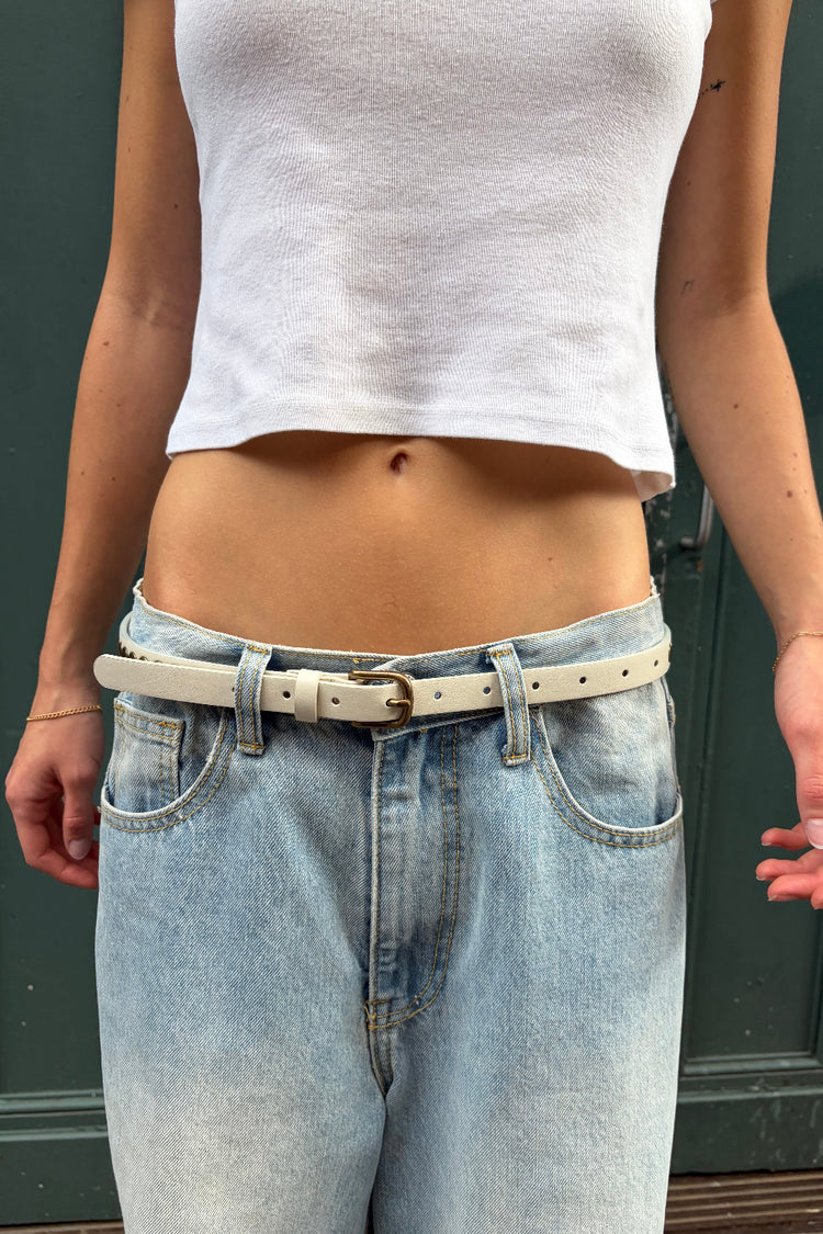 Faux Leather Stud Belt | White