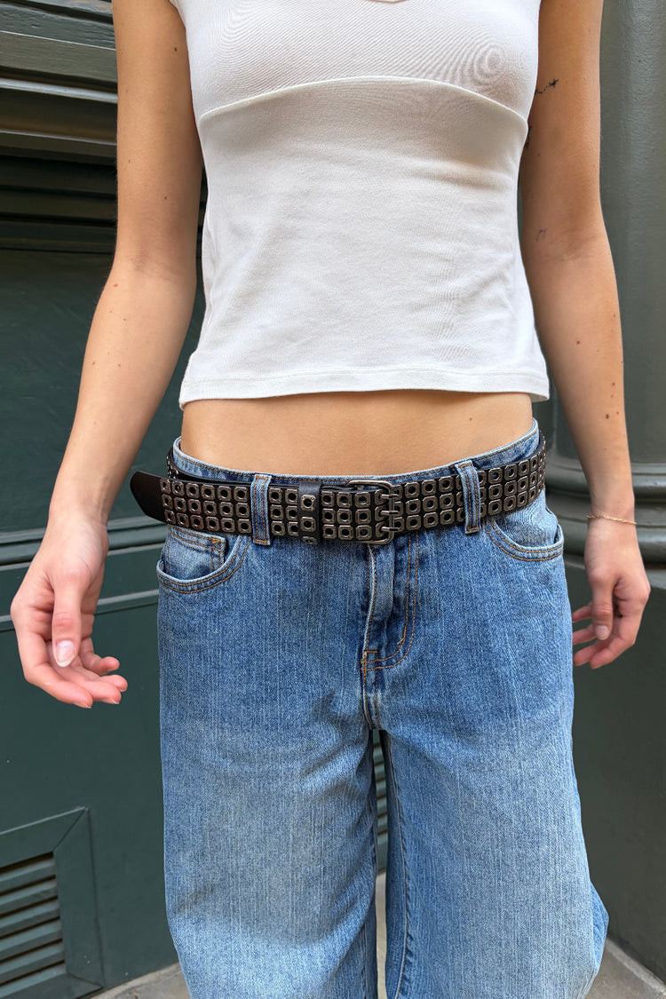 Leather Studded Belt | Silver
