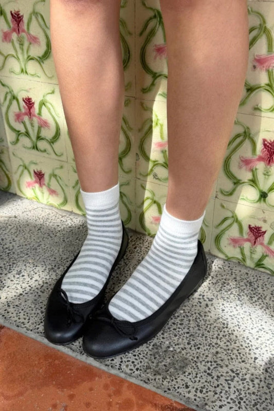 Heather Grey With White Stripes