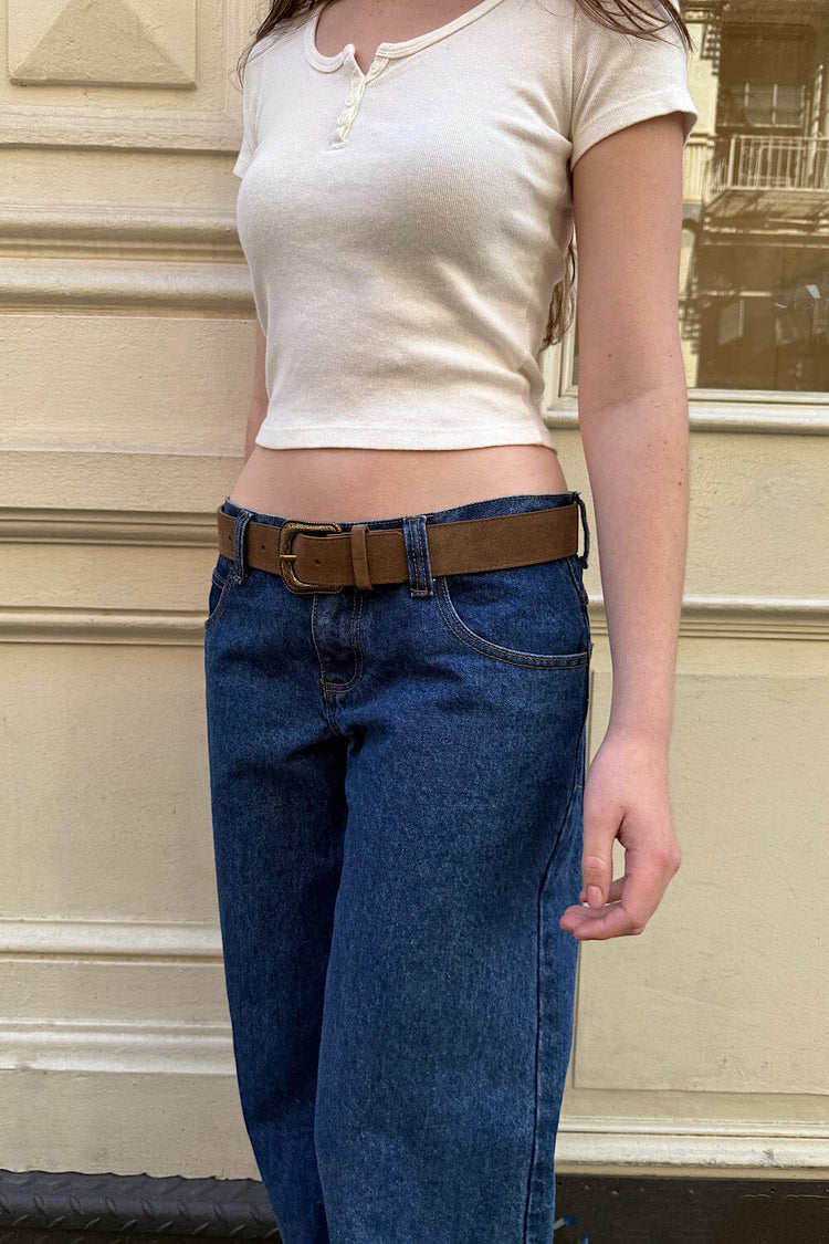Suede Western Belt | Brown