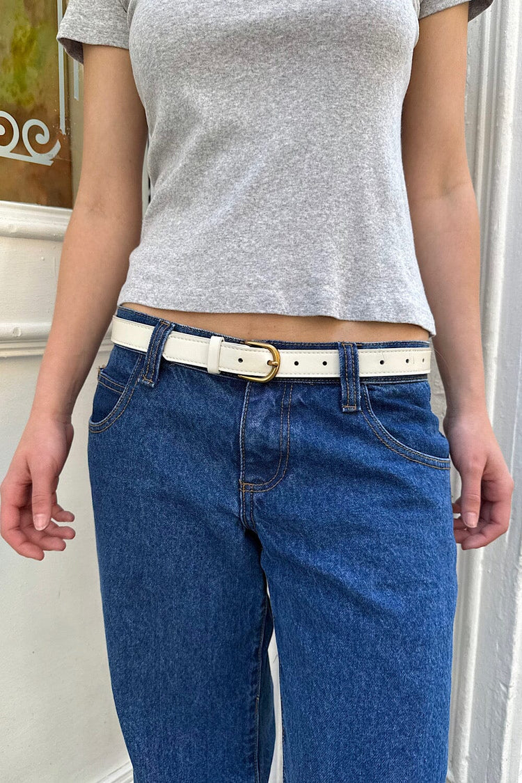 Faux Leather Belt | White