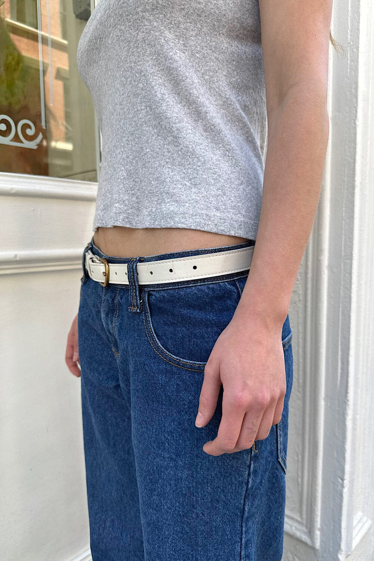 Faux Leather Belt | White