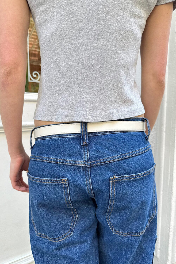 Faux Leather Belt | White