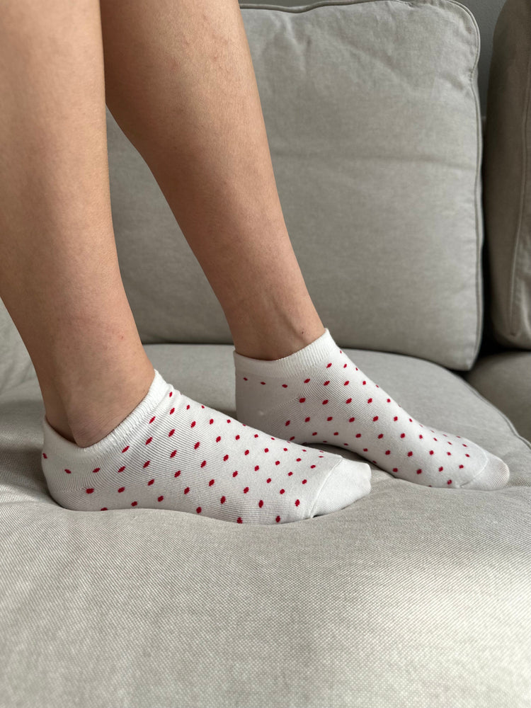 Polka Dots Socks | White and red polka dots