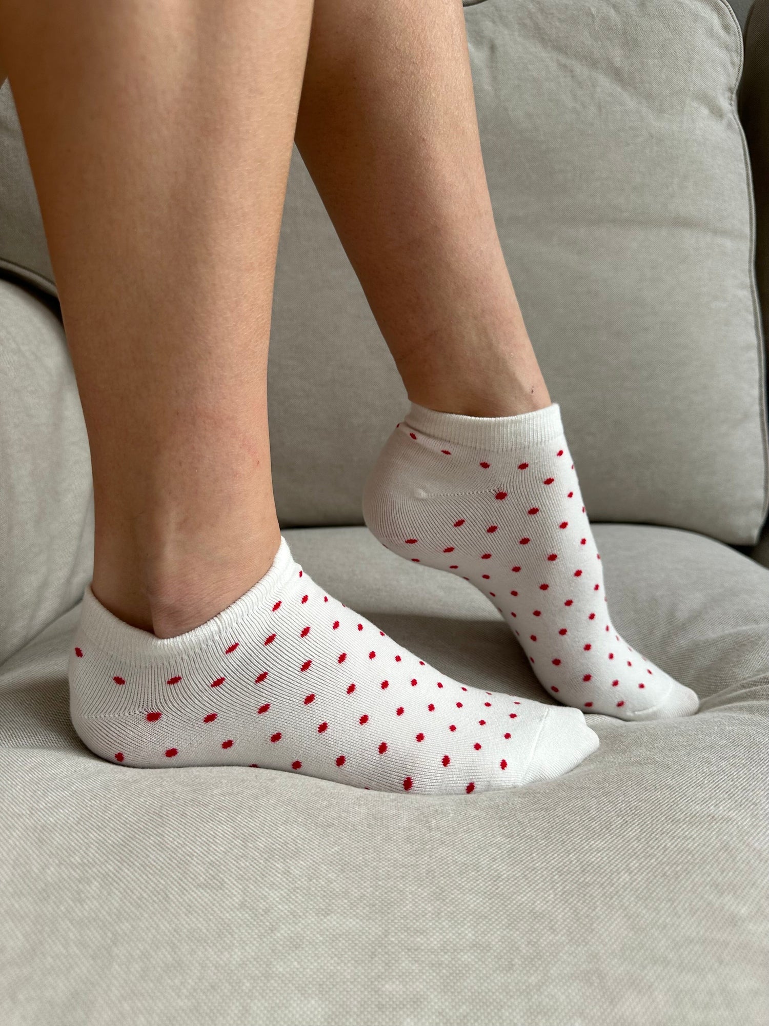 White and red polka dots