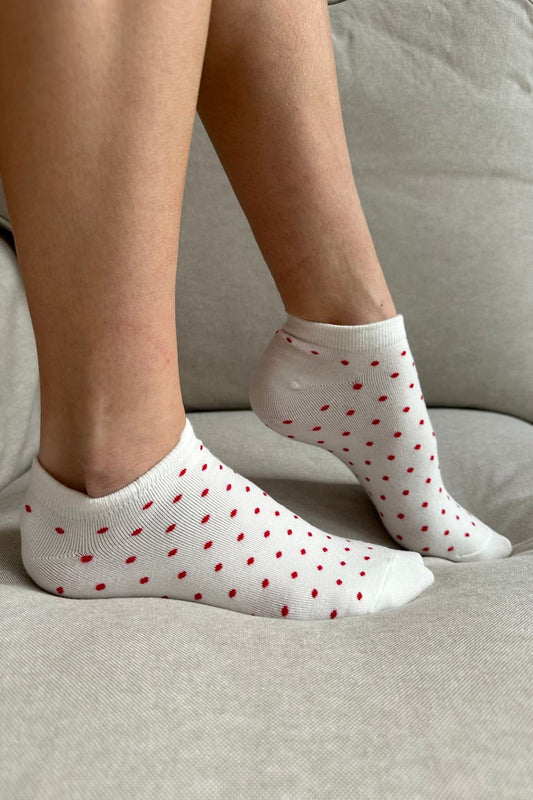 White and red polka dots