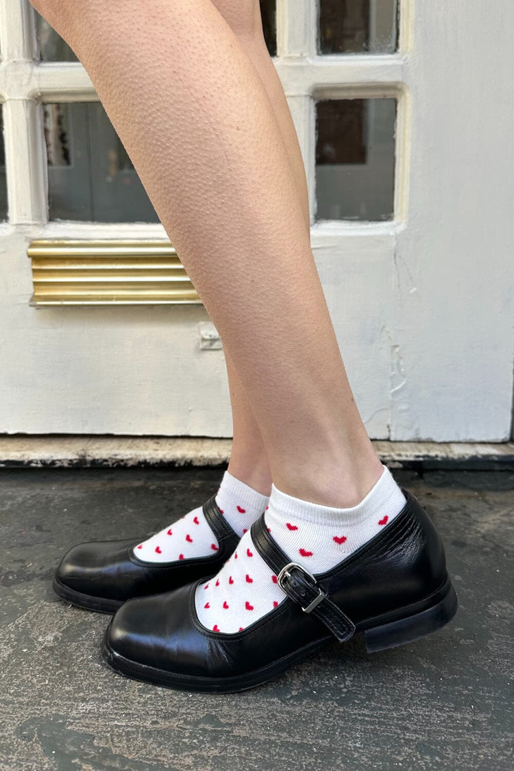 Heart Socks | White With Red Hearts