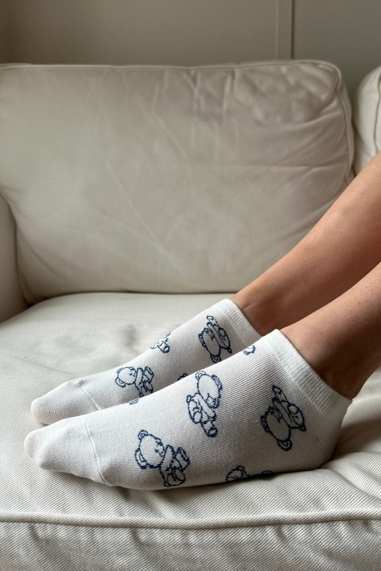 Teddy Bear Ankle Socks | White