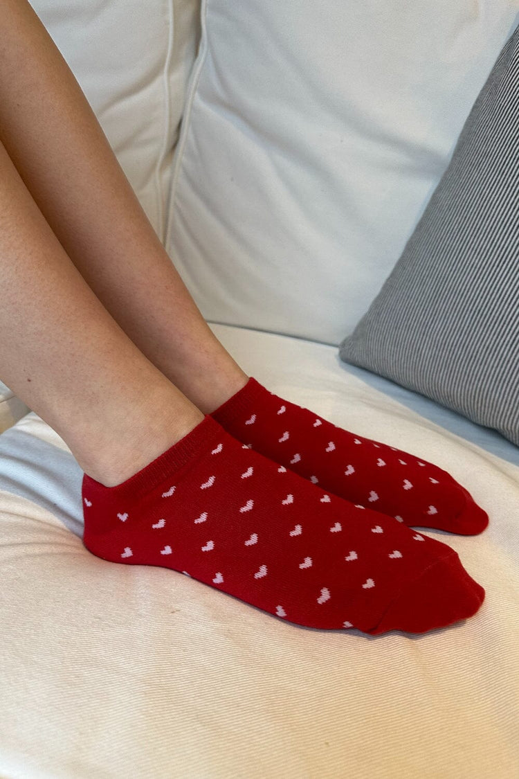 Hearts Ankle Socks | Red with Pink Hearts