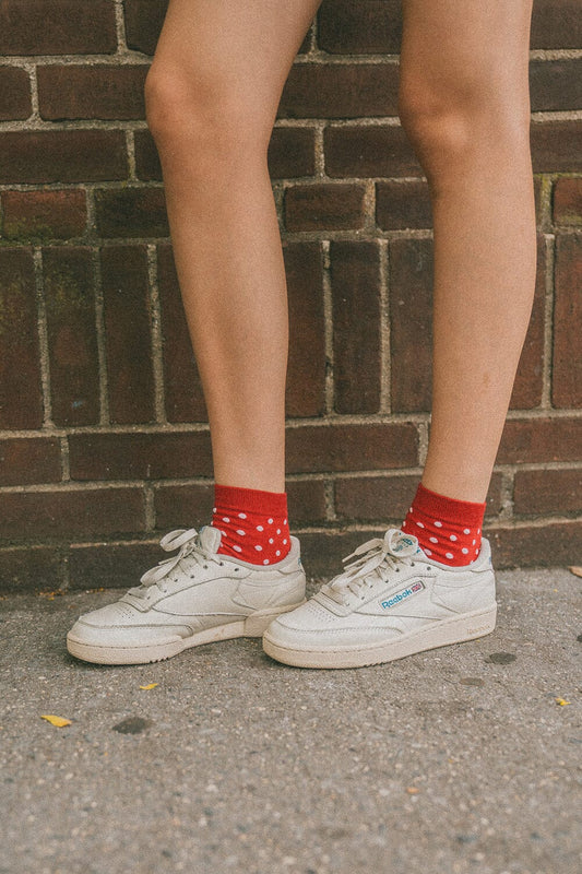 Red with Light Pink Dots Socks