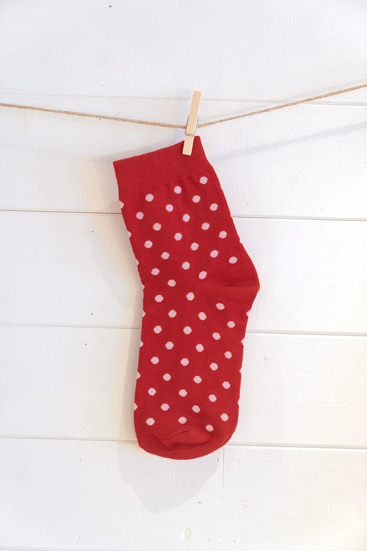 Polka Dots Socks | Red with Light Pink Dots Socks