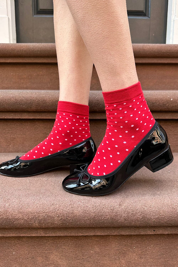 Polka Dots Socks | Red With White Polka Dots