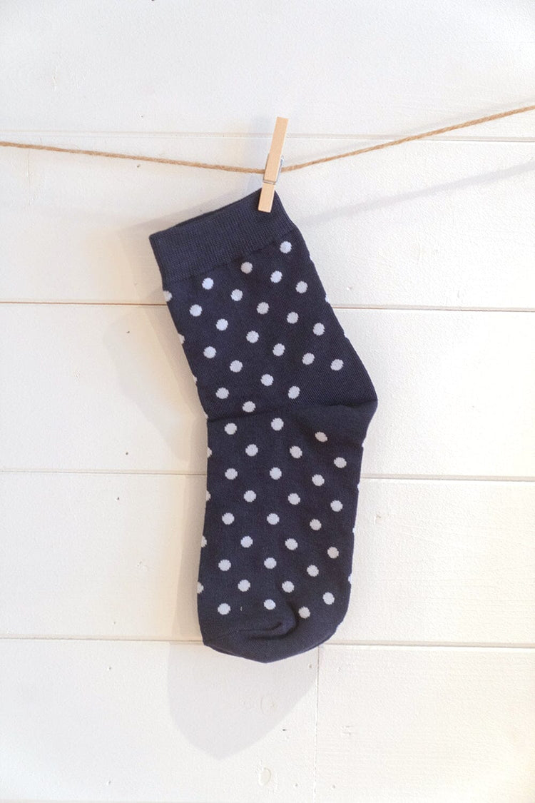 Polka Dots Socks | Navy White Polka Dots