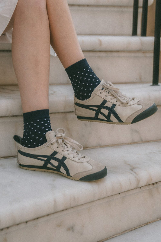 Navy White Polka Dots