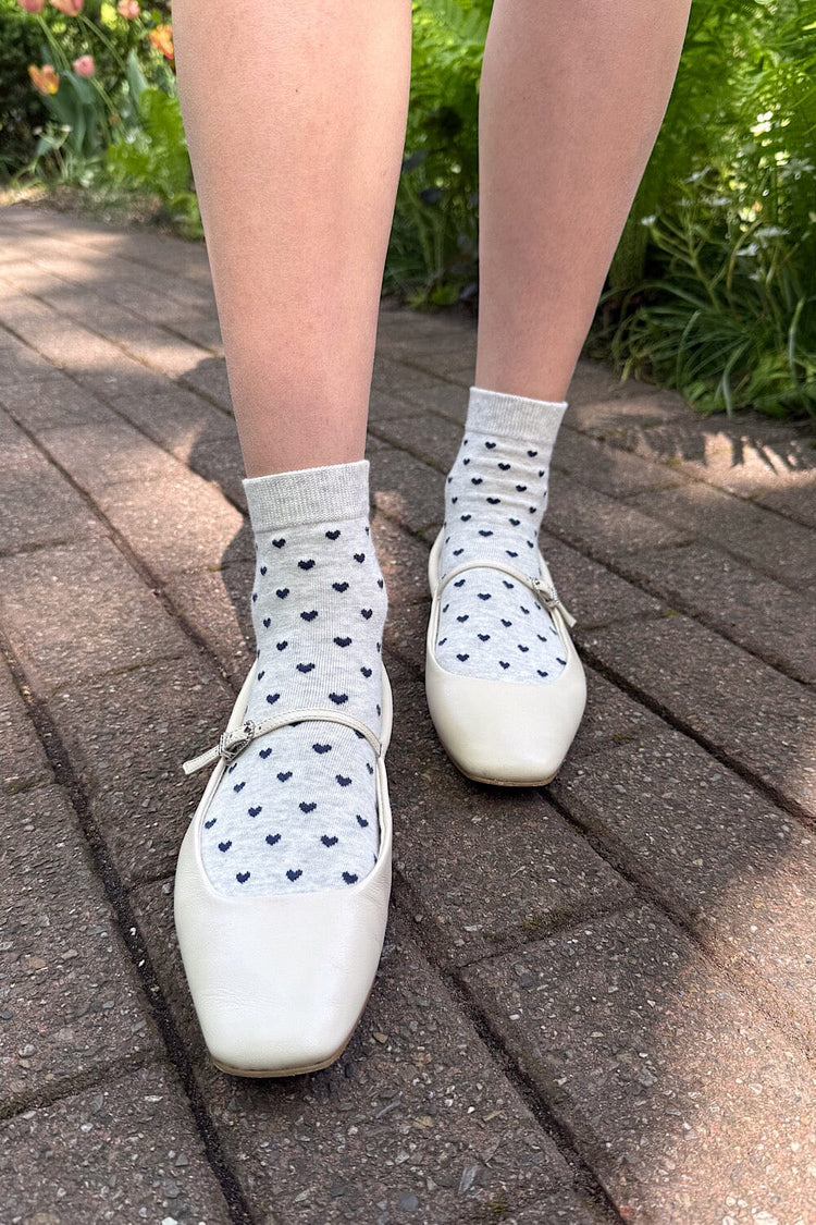 Heart Socks | Grey with Navy Hearts
