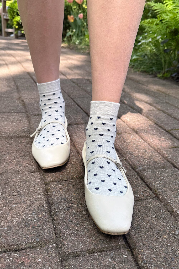 Heart Socks | Grey with Navy Hearts