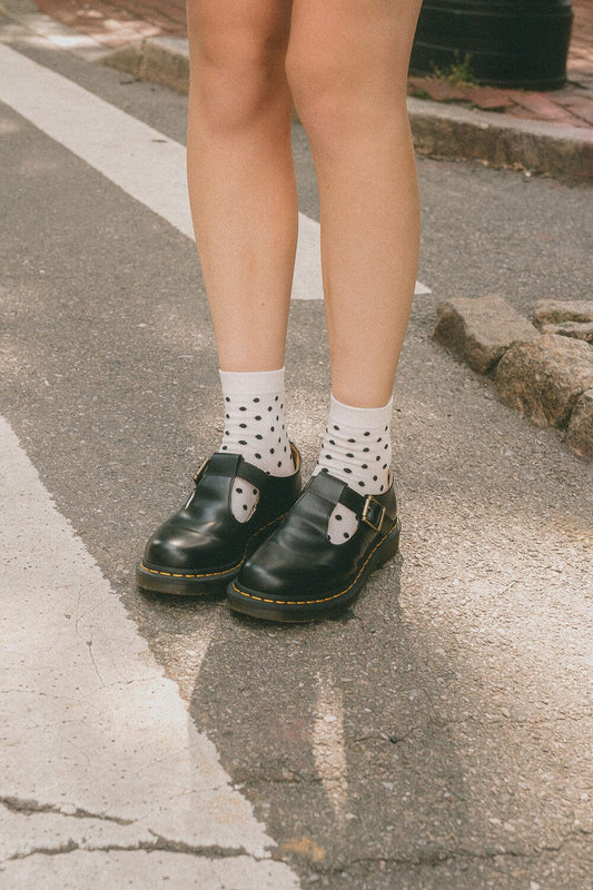 White With Black Polka Dots