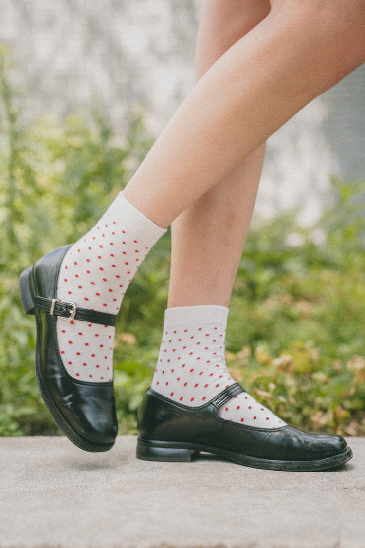 Polka Dots Socks | White and Red Polka Dots